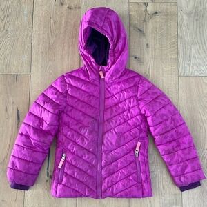 CHAMPION PUFFER | Girls Champion Pink Puffer Stringless Hood Zip Jacket | XS